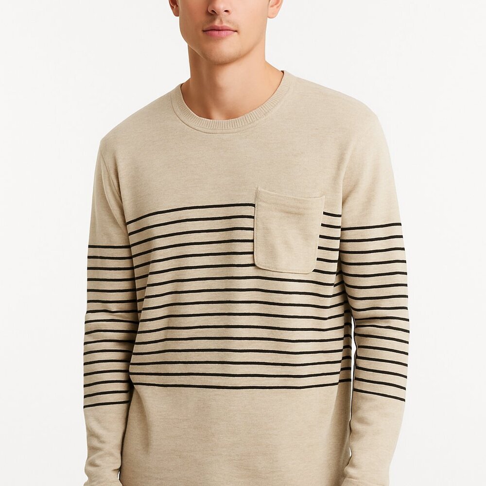J. Crew Men's Crew Neck Striped Long Sleeve Sweater